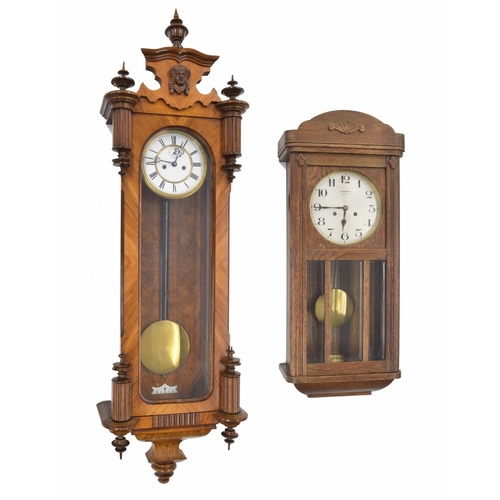 2611 - Walnut double weight Vienna regulator wall clock, the 6.25