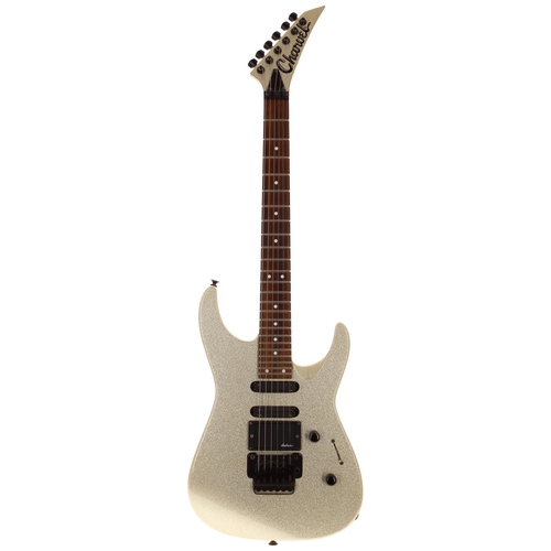 714 - 1990 Charvel Fusion Custom 375 electric guitar, made in Japan; Body: silver sparkle finish, a few di... 