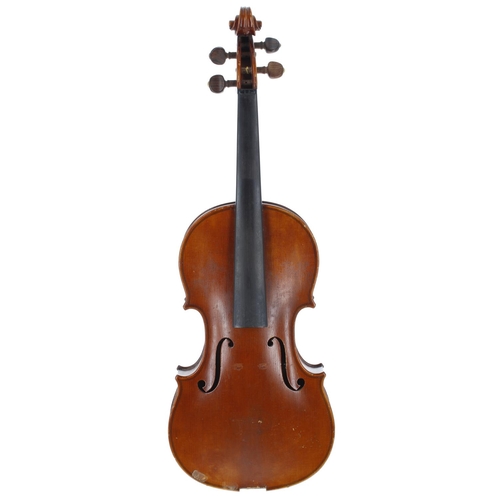 2418 - Good violin labelled Amedee Dieudonne, no. 787, Anno 1934, the one piece back of faint medium curl w... 