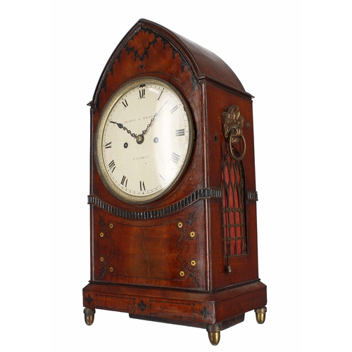 1542 - Mahogany double fusee bracket clock, the 6.5