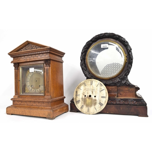 2315 - German oak ting-tang mantel clock with W & H movement, 16