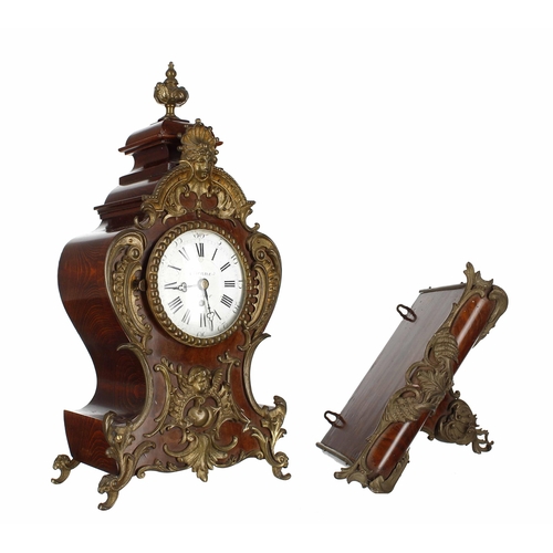 2323 - French walnut and gilt metal mounted balloon bracket clock and bracket, the 3