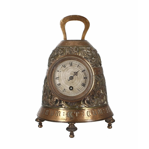 2324 - French brass novelty mantel timepiece in the form of a bell, the 2.25