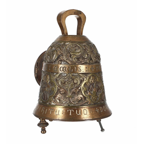 2324 - French brass novelty mantel timepiece in the form of a bell, the 2.25