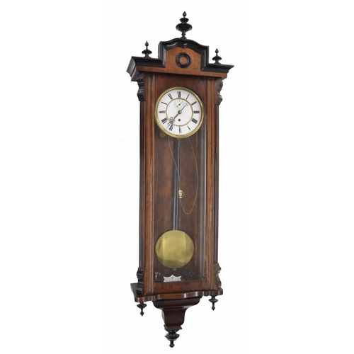 2612 - Walnut and ebonised Vienna single weight regulator wall clock, the 6.25