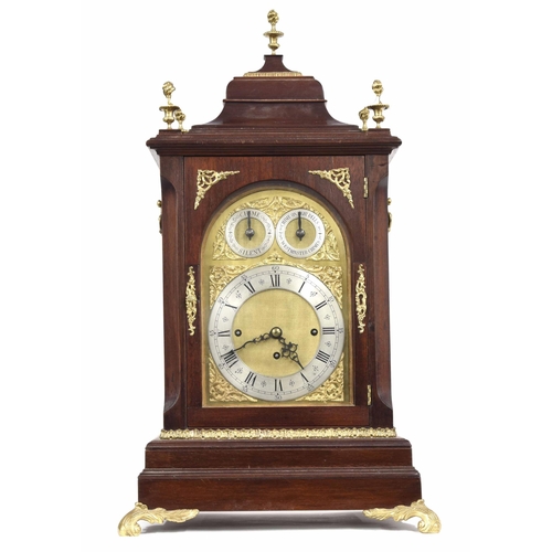 1539 - Good mahogany triple fusee boardroom clock, the 7.5