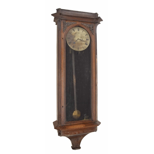 1710 - Interesting English oak single train trunk dial wall clock, the 11