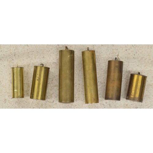 2008 - Six various size brass cased weights (6)