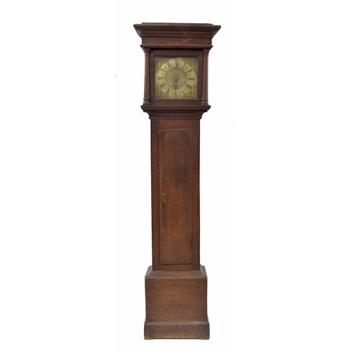 1802 - Early oak thirty hour longcase clock with birdcage movement, the 10.5