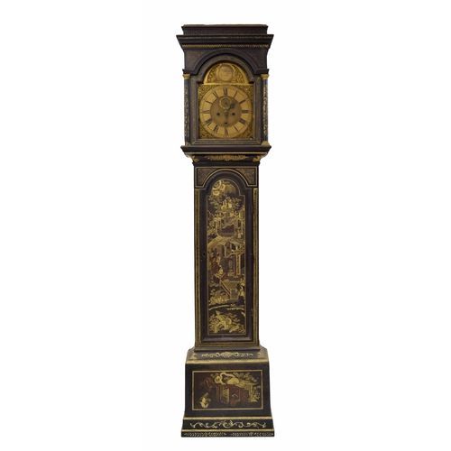 1804 - English chinoiserie lacquered eight day longcase clock, the 12