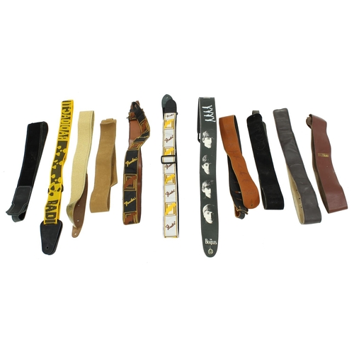 192 - Bernie Marsden - selection of used and unused leather and fabric guitar straps to include Washburn, ... 