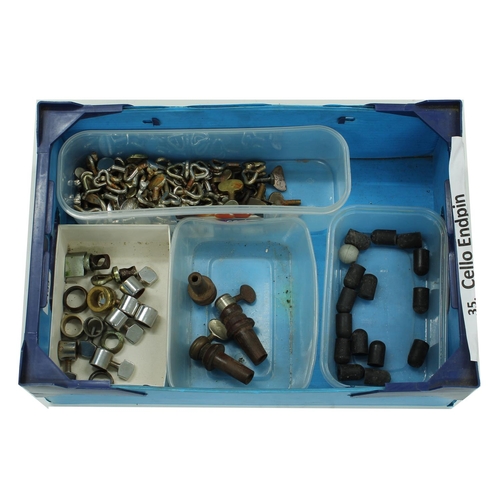 2135 - One hundred and fourteen violoncello endpin screws, fourteen violoncello endpin metal ferrules and s... 