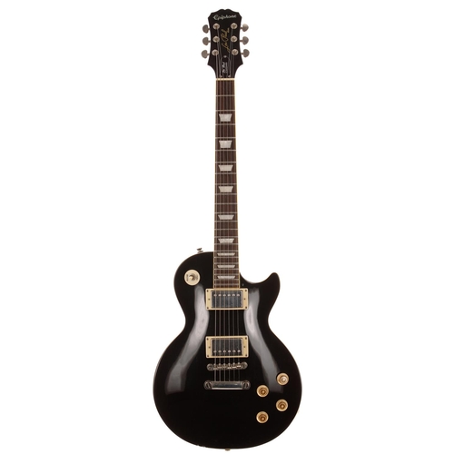 608 - 2014 Epiphone Les Paul Standard electric guitar, made in China; Body: black finish, finish chips to ... 