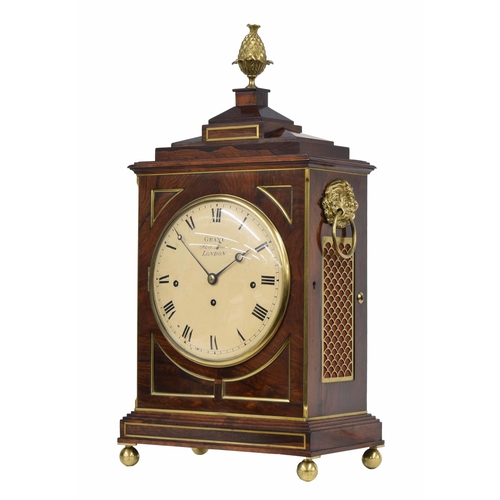 1319 - Good English rosewood triple fusee bracket clock, the 8