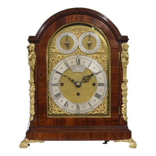 1320 - Good English triple fusee mahogany bracket clock, the 8