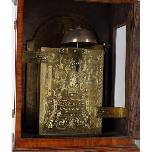 1317 - English walnut double fusee verge bracket clock, signed Thomas Cartwright, London on an arched silve... 