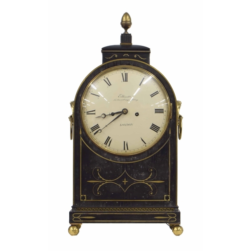 1543 - English ebonised double fusee bracket clock with bracket, the 8