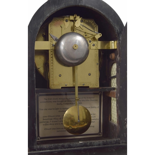 1543 - English ebonised double fusee bracket clock with bracket, the 8