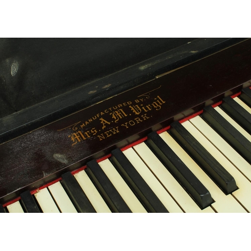 1548 - Mute practice keyboard, signed 'MANUFACTURED BY, Mrs A.M.Virgil, NEW YORK', circa 1900, in original ... 