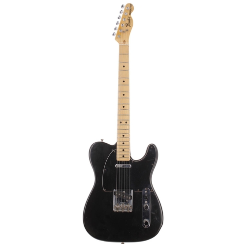 399 - 1977 Fender Telecaster electric guitar, made in USA; Body: black finish, finish rubbing to back edge... 