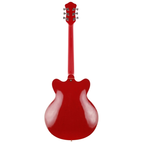 641 - Hofner Verythin Standard electric guitar, made in Germany; Body: red finish, surface scratches and d... 