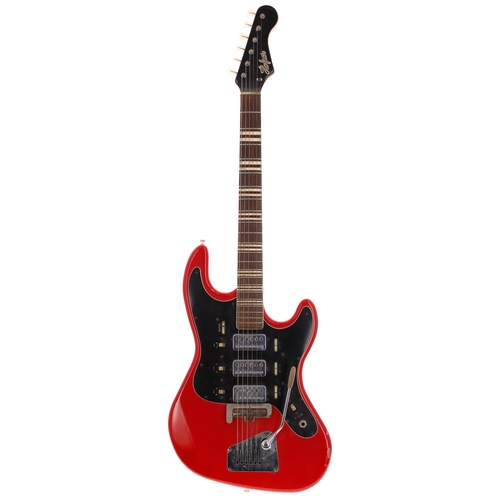 642 - Hofner Galaxie 176 electric guitar, made in Germany, circa 1963; Body: red finish, blemishes and cra... 