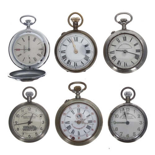 1094 - Rosskopf & Co. nickel cased lever pocket watch, 57mm; together with three nickel/chrome cased 'R... 