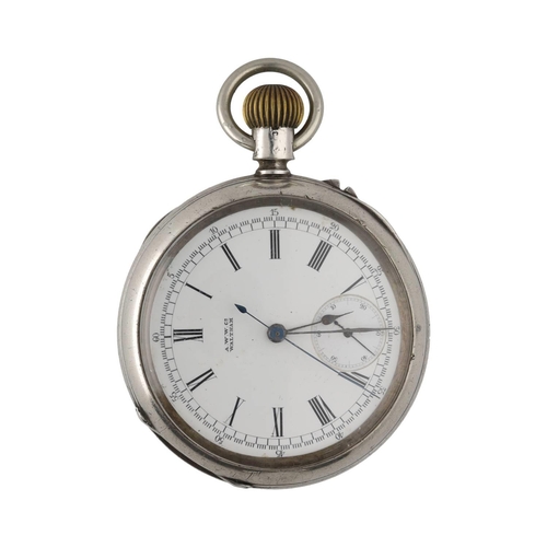 858 - American Waltham silver chronograph lever pocket watch, circa 1886, serial no. 3127355, signed Paten... 