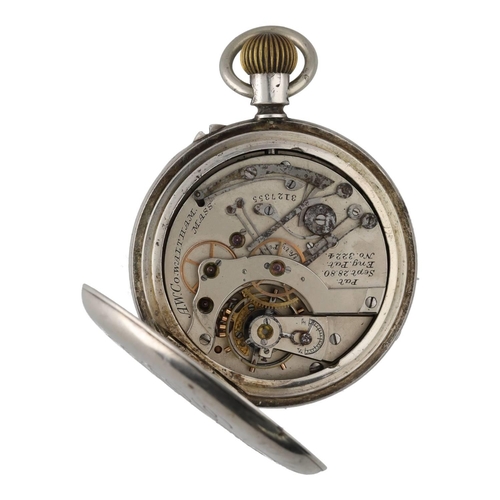 858 - American Waltham silver chronograph lever pocket watch, circa 1886, serial no. 3127355, signed Paten... 