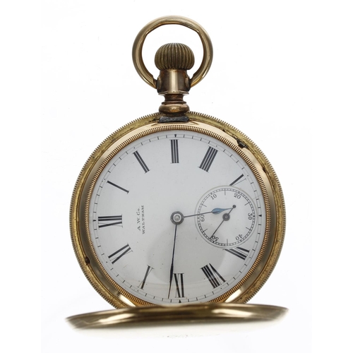 865 - American Waltham 'Riverside' 18ct lever set hunter pocket watch, circa 1886, serial no. 3190461, sig... 