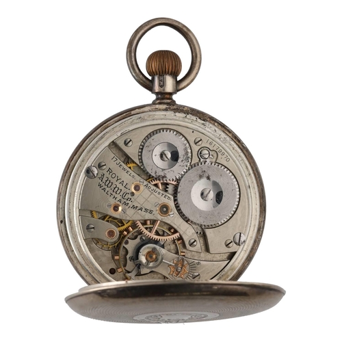 867 - American Waltham 'Royal' silver lever pocket watch, circa 1907, serial no. 16179970, signed 17 jewel... 