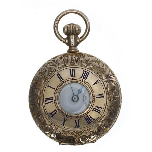 869 - Elgin National Watch Co. 9ct lever half hunter fob watch, circa 1909, serial no. 14610195, signed 7 ... 