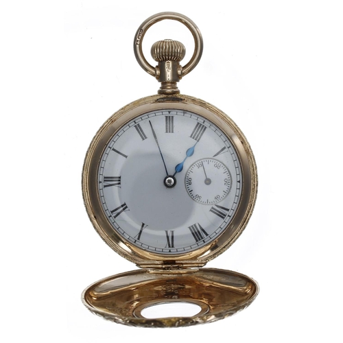 869 - Elgin National Watch Co. 9ct lever half hunter fob watch, circa 1909, serial no. 14610195, signed 7 ... 