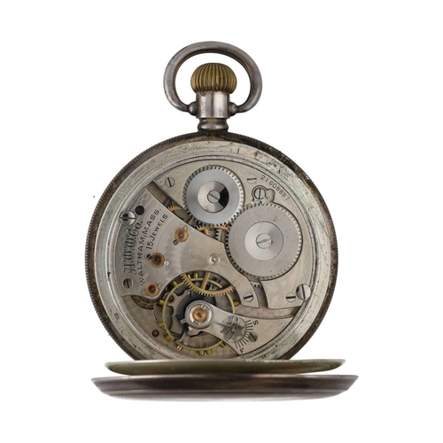 877 - American Waltham 'Braille' silver lever hunter pocket watch, circa 1917, serial no. 21608887, signed... 