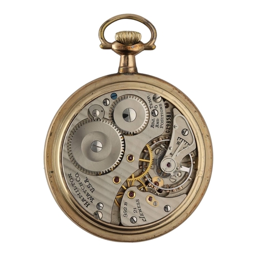 878 - Hamilton 'Railway Special' gold plated lever set pocket watch, circa 1948, serial no. C298581, signe... 