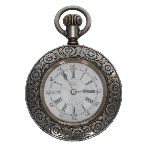 882 - Waterbury Watch Co. Series N duplex white metal fob watch, signed movement, signed Roman numeral dia... 