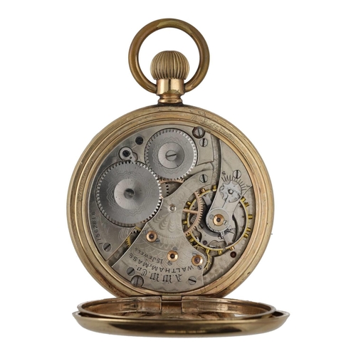 891 - American Waltham gold plated lever pocket watch, circa 1902, serial no. 11562818, signed 15 jewel mo... 