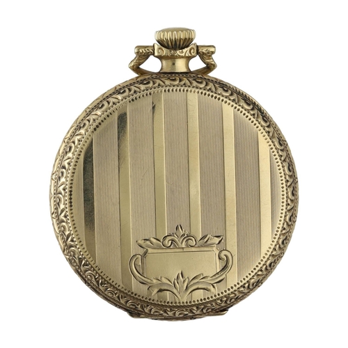 892 - American Waltham gold plated lever pocket watch, circa 1919, serial no. 23136428, signed 17 jewel un... 