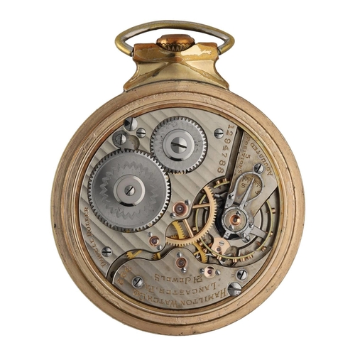 894 - Hamilton 10k gold filled Railroad Model Patented lever set pocket watch, circa 1915, serial no. 1294... 