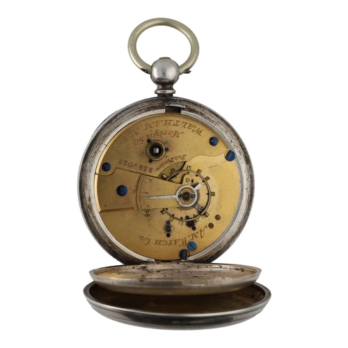 898 - American Waltham 'Martyn Sq.' silver lever pocket watch, circa 1884, serial no. 2599052, signed move... 