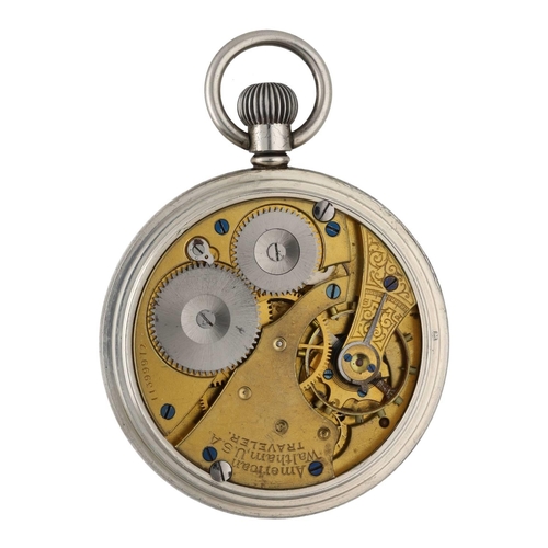 909 - American Waltham 'Traveler' silver lever pocket watch, circa 1902, serial no. 11399972, signed movem... 