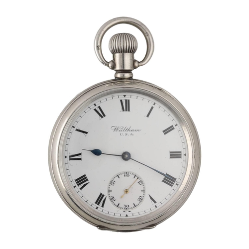 914 - American Waltham silver lever pocket watch, circa 1920, serial no. 23853122, signed movement, hinged... 