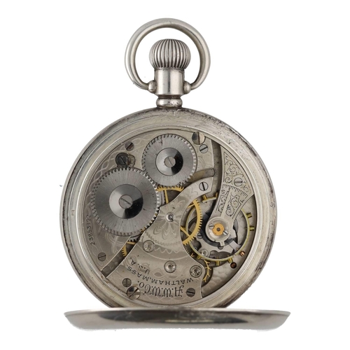 914 - American Waltham silver lever pocket watch, circa 1920, serial no. 23853122, signed movement, hinged... 