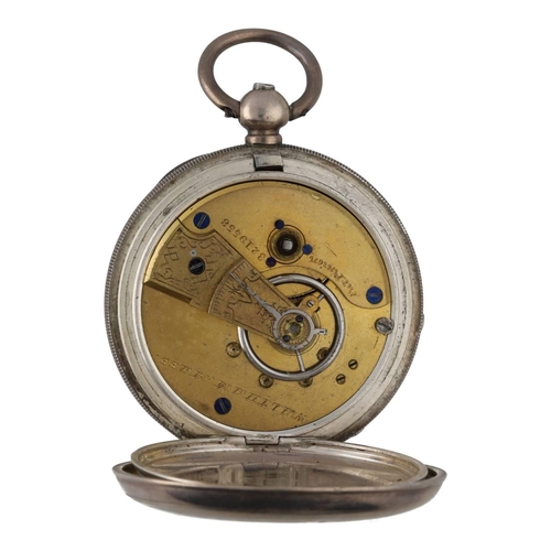 917 - American Waltham silver lever pocket watch, circa 1886, serial no. 3219558, signed movement with Pat... 