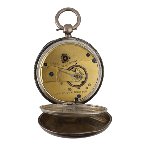 918 - American Waltham silver lever pocket watch, circa 1884, serial no. 2355992, signed movement with Pat... 