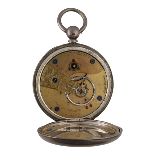 921 - American Waltham 'Martyn Square.' silver lever pocket watch, circa 1897, serial no. 838954, signed m... 