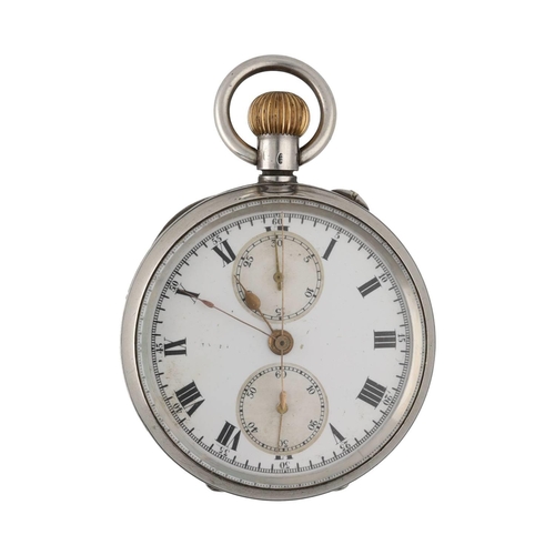 944 - Silver centre seconds chronograph lever pocket watch, import hallmarks London 1923, unsigned gilt fr... 