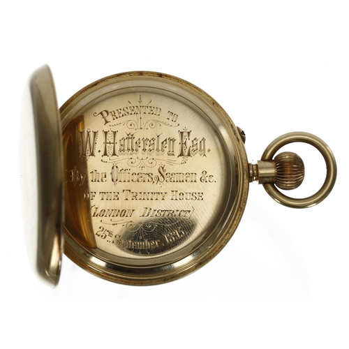 960 - J.J Stockwell, London - Victorian 18ct lever pocket watch, London 1894, free sprung gilt frosted thr... 