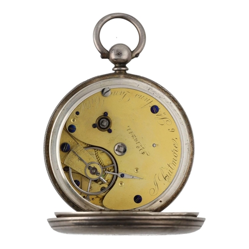 952 - J. Cutmore - Victorian silver fusee lever pocket watch, London 1860, gilt frosted movement signed J.... 