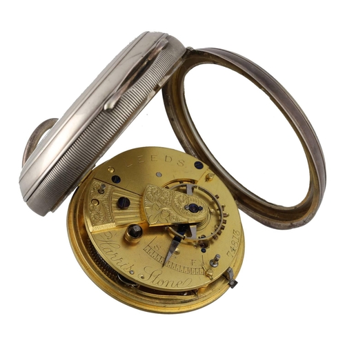 953 - Harris Stone, Leeds - early 20th century silver fusee lever pocket watch, Chester 1907, signed movem... 